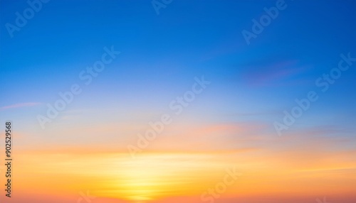 Peaceful sky, fantasy vibrant panoramic sunset sky, gradient rich colors