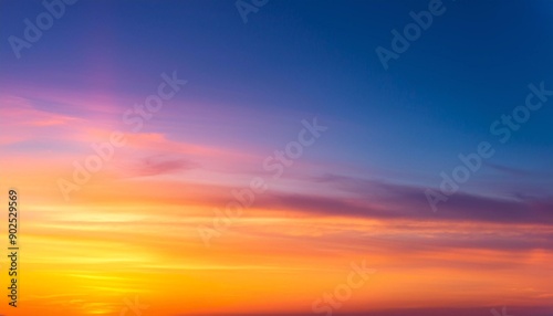 Gradient sky, fantasy vibrant panoramic sunset sky, gradient rich colors