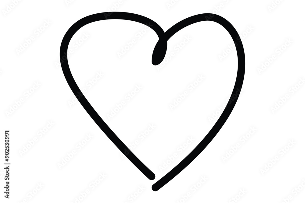 Heart continuous one line art drawing color shape Love sign outline Vector illustration