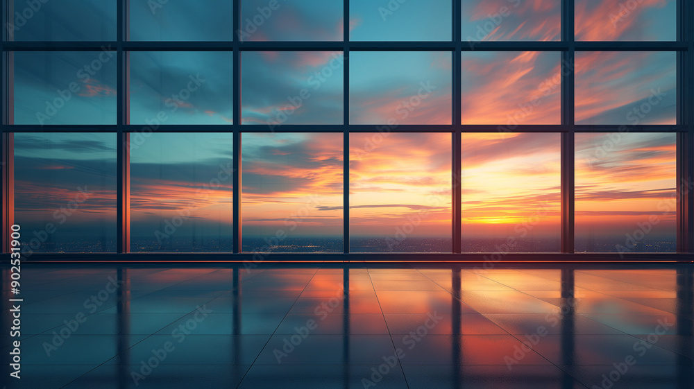 Sunset View Through Large Window Sunset View Through Large Window