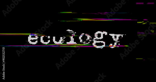 Go green ecology symbol modern glitch concept 3d illustration