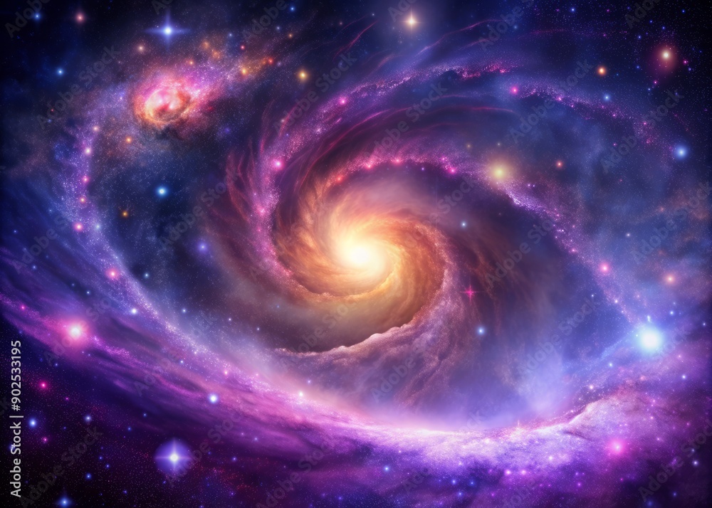 Vibrant purple and pink hues swirl together in a mesmerizing galaxy of twinkling stars, creating a fantastical and dreamy outer space background. Vibrant purple and pink hues swirl together in a mesmerizing galaxy of twinkling stars, creating a fantastical and dreamy outer space background.
