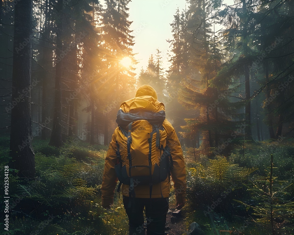 A Hiker s Journey Through the Enchanting Forest at Dawn Symbolizing New Experiences and Embracing the Energy of Beginnings A Hiker s Journey Through the Enchanting Forest at Dawn Symbolizing New Experiences and Embracing the Energy of Beginnings