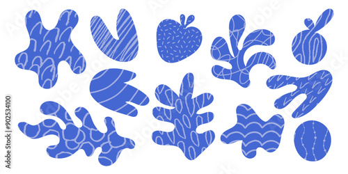 Hand drawn doodle shapes set. Naive bizarre abstract geometric shapes and forms