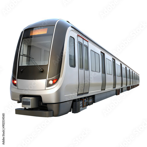 Modern train representing urban transportation, public transit system, isolated