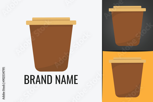 Hot coffee takeaway paper cup. Paper cup logo template. Takeaway concept. Disposable tea cup
