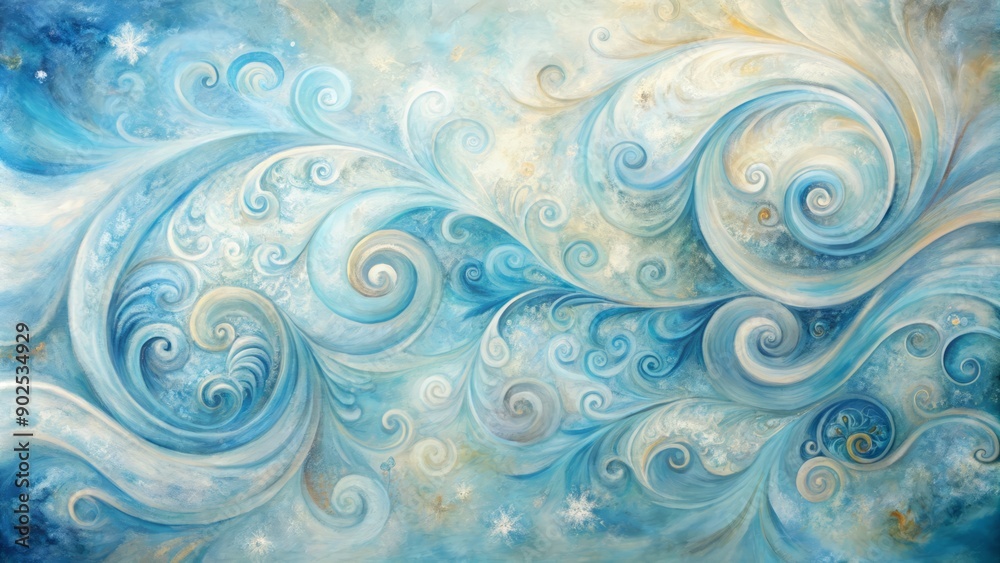Soft white and blue abstract swirls blend harmoniously on a textured canvas background, evoking a sense of serene calmness and soothing visual tranquility. Soft white and blue abstract swirls blend harmoniously on a textured canvas background, evoking a sense of serene calmness and soothing visual tranquility.