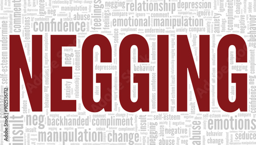 Negging word cloud conceptual design isolated on white background.