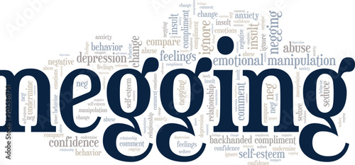 Negging word cloud conceptual design isolated on white background.