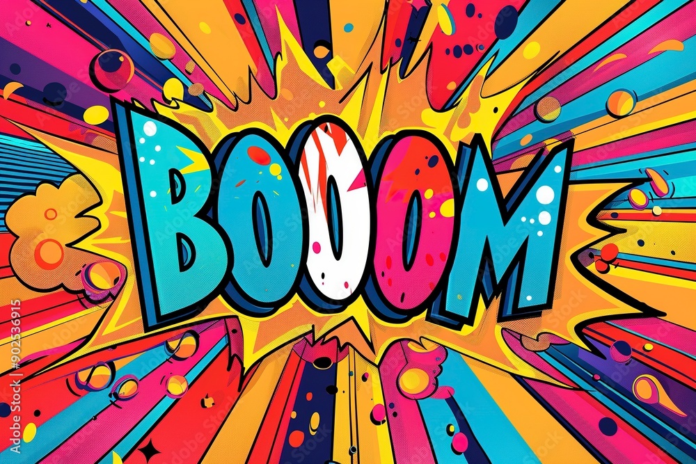 Pop art style Boom sign Pop art style Boom sign