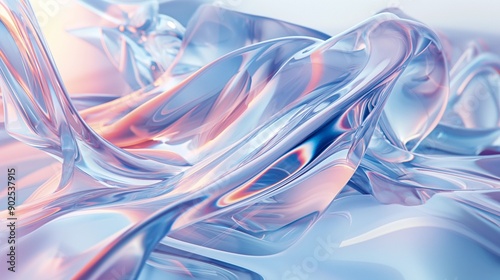 abstract background with waves, glossy, glass, transparent