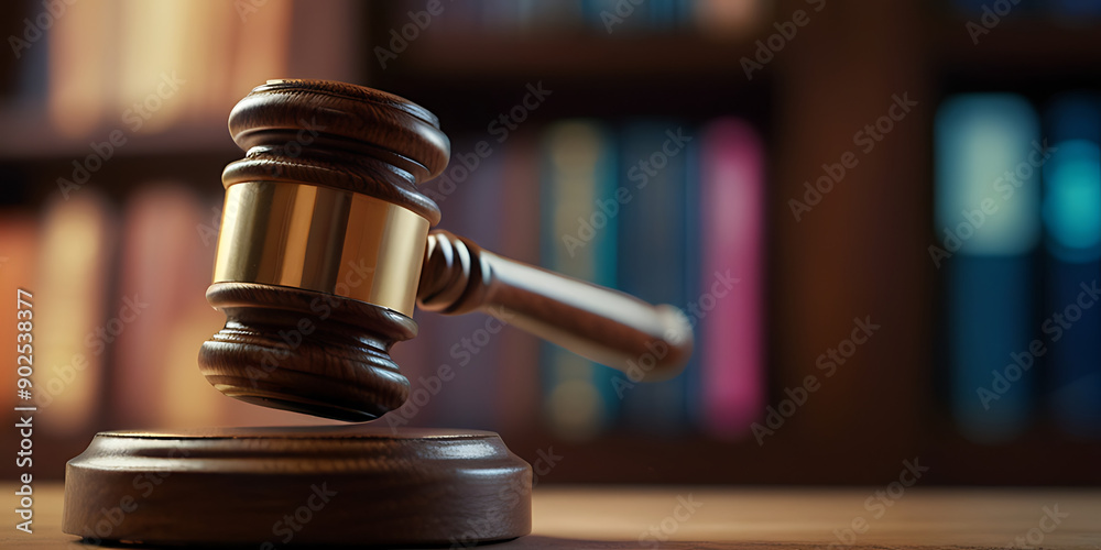 wooden gavel on a blur background