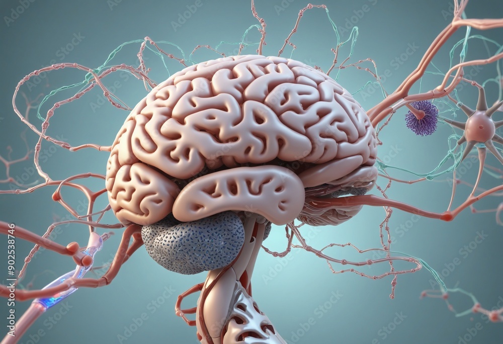 Human brain anatomy with neuronal network, illustration Stock ...