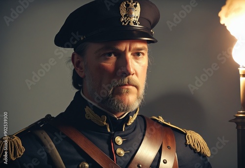 General in vintage scenario, illustration, portrait photo