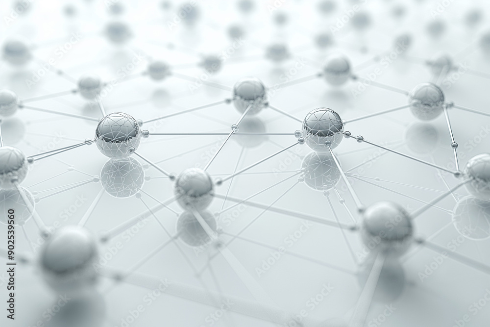 A minimalistic representation of artificial intelligence, geometric design of interconnected and circuits on a pristine white background A minimalistic representation of artificial intelligence, geometric design of interconnected and circuits on a pristine white background