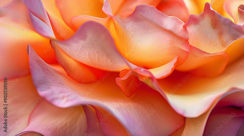 Close-up of a blooming rose with abstract, layered petals and soft gradients Close-up of a blooming rose with abstract, layered petals and soft gradients