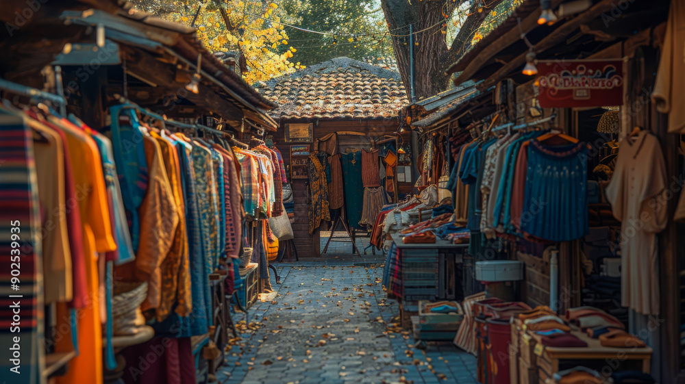 Obraz premium The Vibrancy of a Vintage Clothing Market
