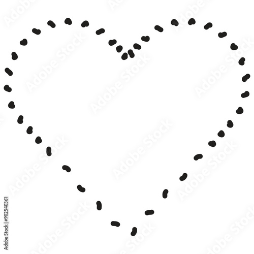 heart icon and love symbol, heart shape made of dots,