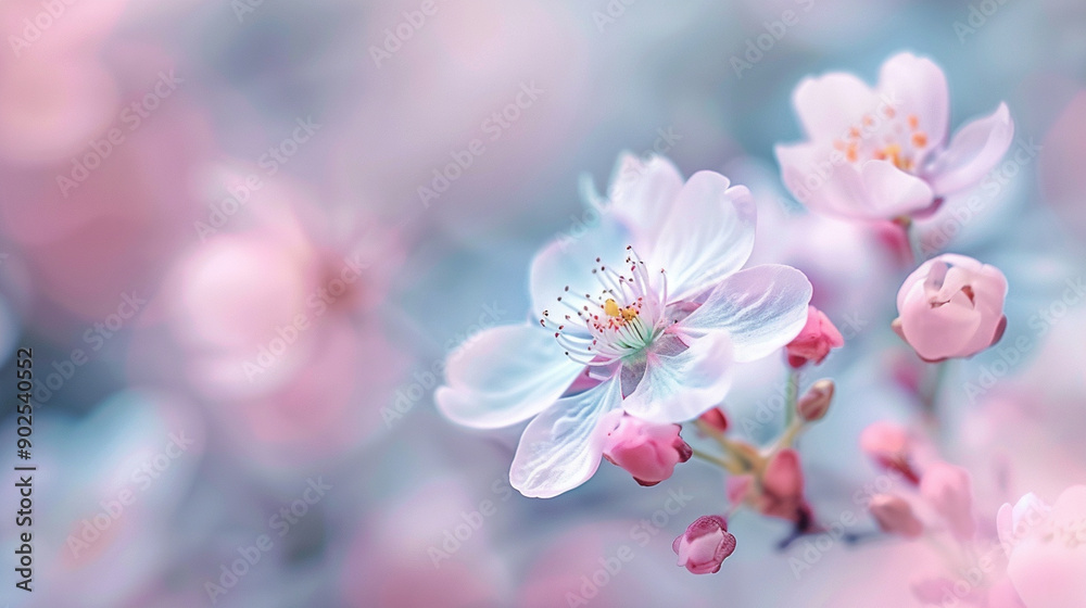 Close-up of a cherry blossom with abstract, pastel colors and soft focus Close-up of a cherry blossom with abstract, pastel colors and soft focus