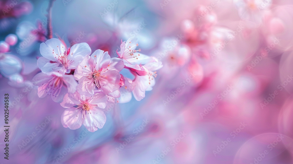 Close-up of a cherry blossom with abstract, pastel colors and soft focus Close-up of a cherry blossom with abstract, pastel colors and soft focus