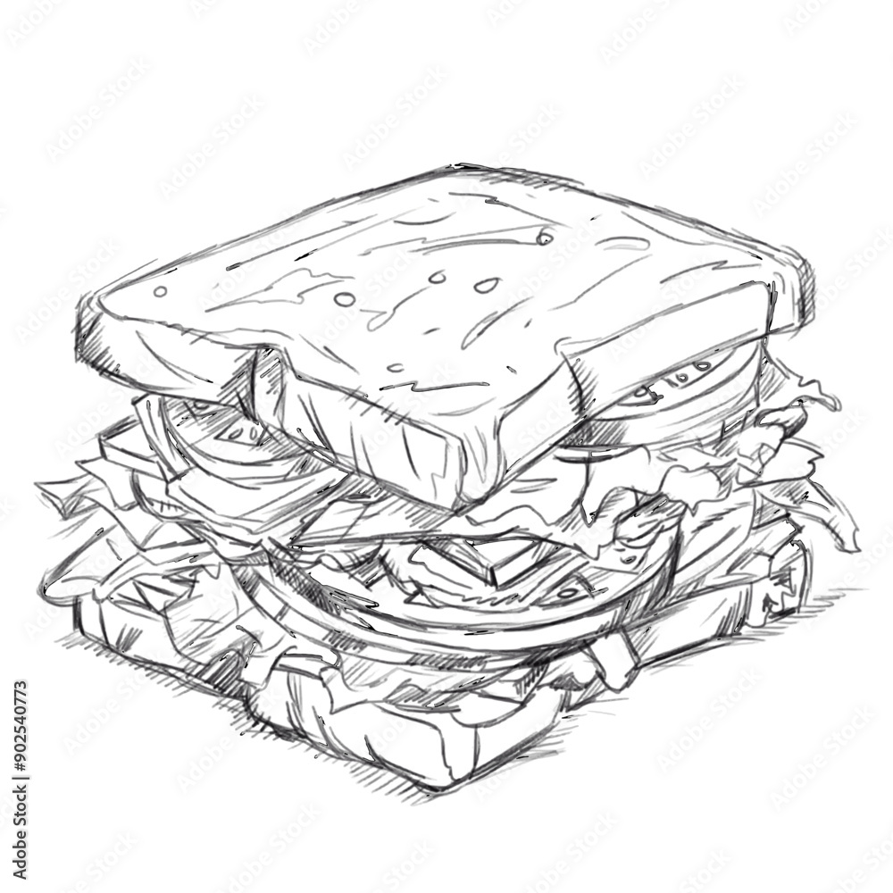 Obraz premium Hand Drawn Illustration of Sandwich