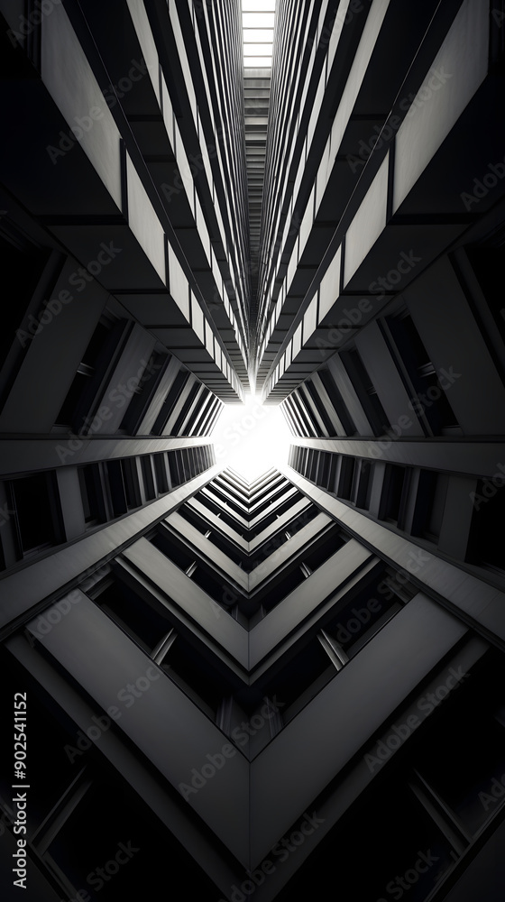 Fototapeta premium Digital business black and white city structure abstract graphic poster background with generative