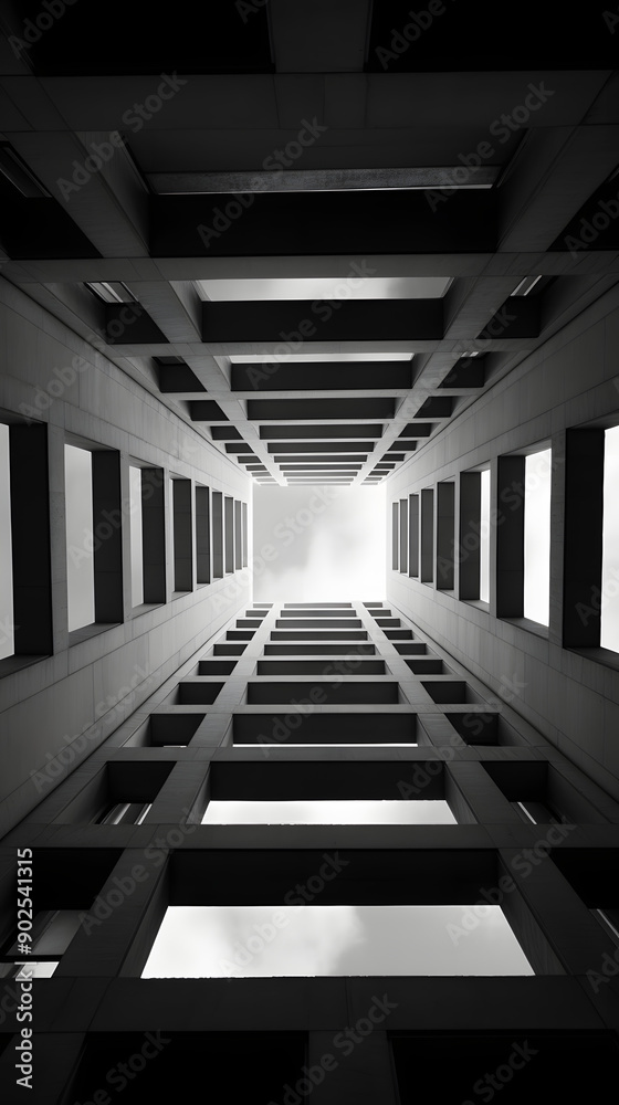 Fototapeta premium Digital business black and white city structure abstract graphic poster background with generative