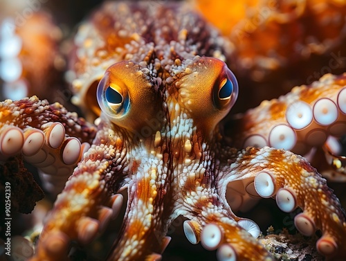 Incredibly Adaptable Octopus Camouflaging Among Coral Reef in the Ocean