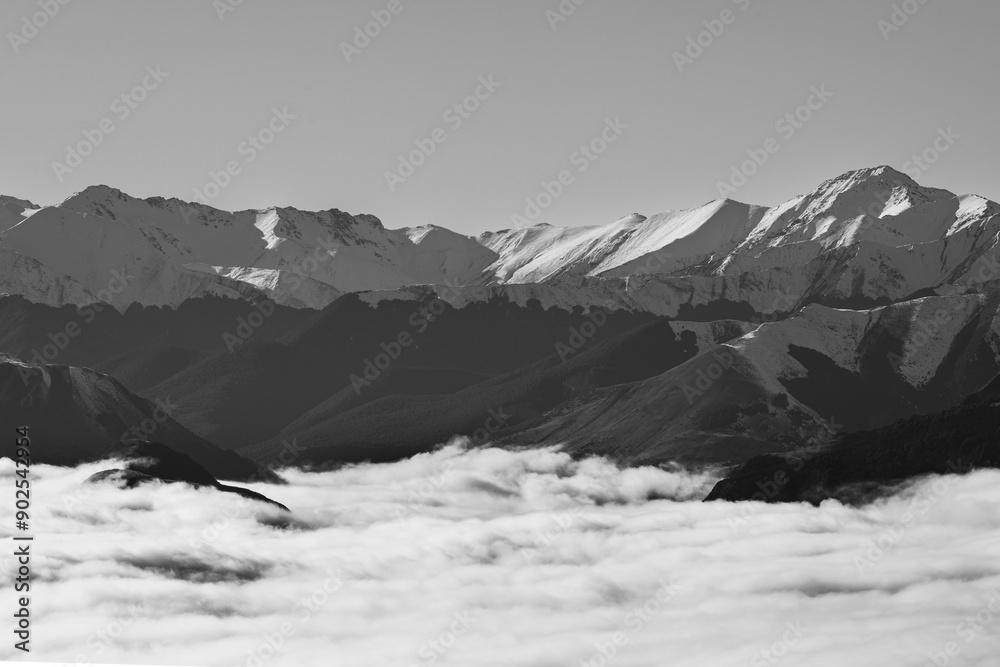 Fototapeta premium black and white mountain landscape with snow