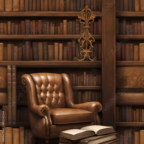 Seamless texture that captures the essence of a rustic, vintage library.