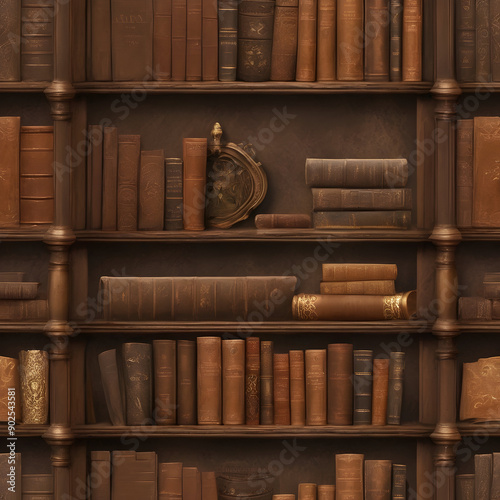 Seamless texture that captures the essence of a rustic, vintage library.