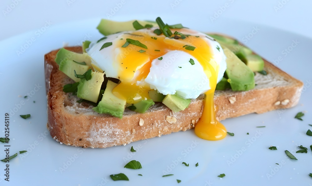 Avocado Toast with Poached Egg, Generative AI Avocado Toast with Poached Egg, Generative AI