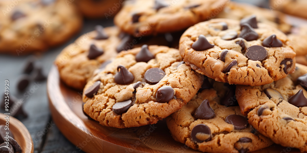 Plate full of chocolate chip cookies, perfect for sharing and enjoying together Plate full of chocolate chip cookies, perfect for sharing and enjoying together
