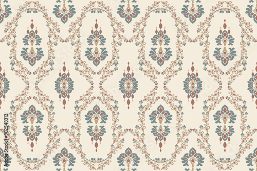 Ikat tribal Indian seamless pattern. Ethnic Aztec fabric carpet mandala ornament native boho chevron textile.Geometric African American oriental traditional vector illustrations. Embroidery style.