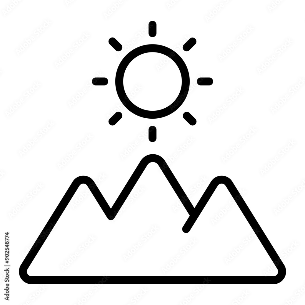 Mountains Vector Line Icon Design Mountains Vector Line Icon Design