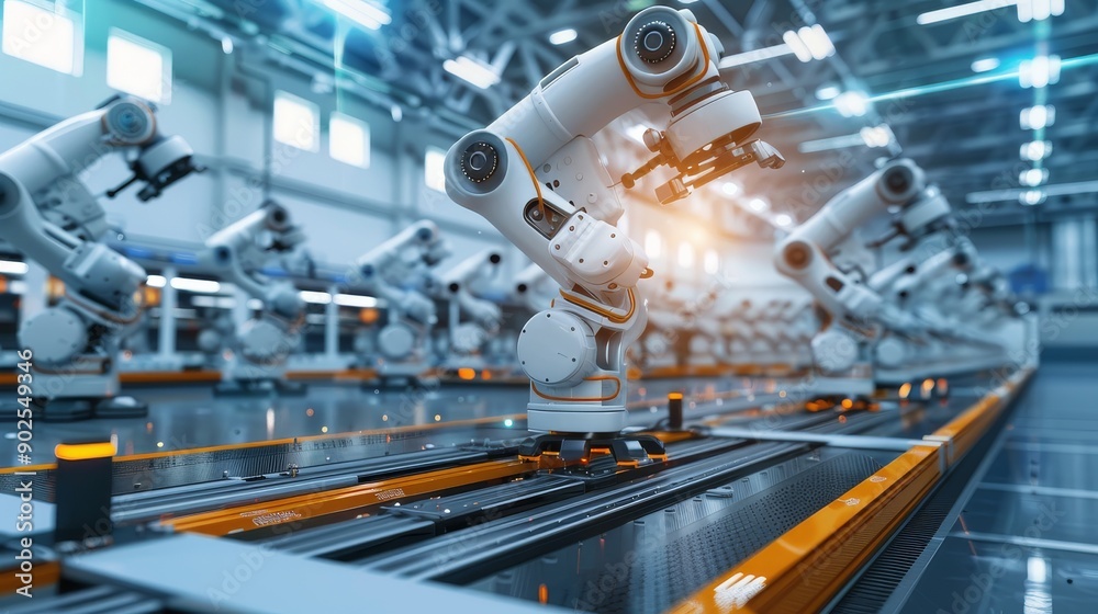 Robotic Arms in Factory Setting. Robotic Arms in Factory Setting.
