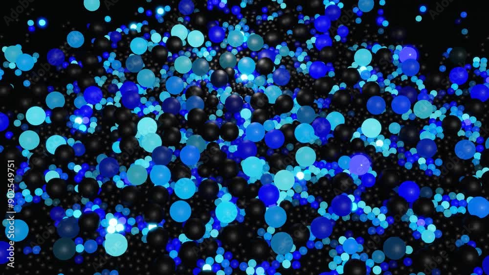 Bulbs start to glow forming pattern like abstract chrismas garland. Blue waves runs across balls like in christmas garland, 3d abstract looped background with lot of gray spheres lay on plane. Bulbs start to glow forming pattern like abstract chrismas garland. Blue waves runs across balls like in christmas garland, 3d abstract looped background with lot of gray spheres lay on plane.