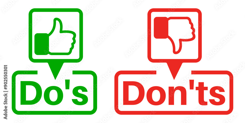 © Javanism - set vector do and don't sign icon. Yes and No symbol . Wrong and right labels design vector illustration © Javanism - set vector do and don't sign icon. Yes and No symbol . Wrong and right labels design vector illustration