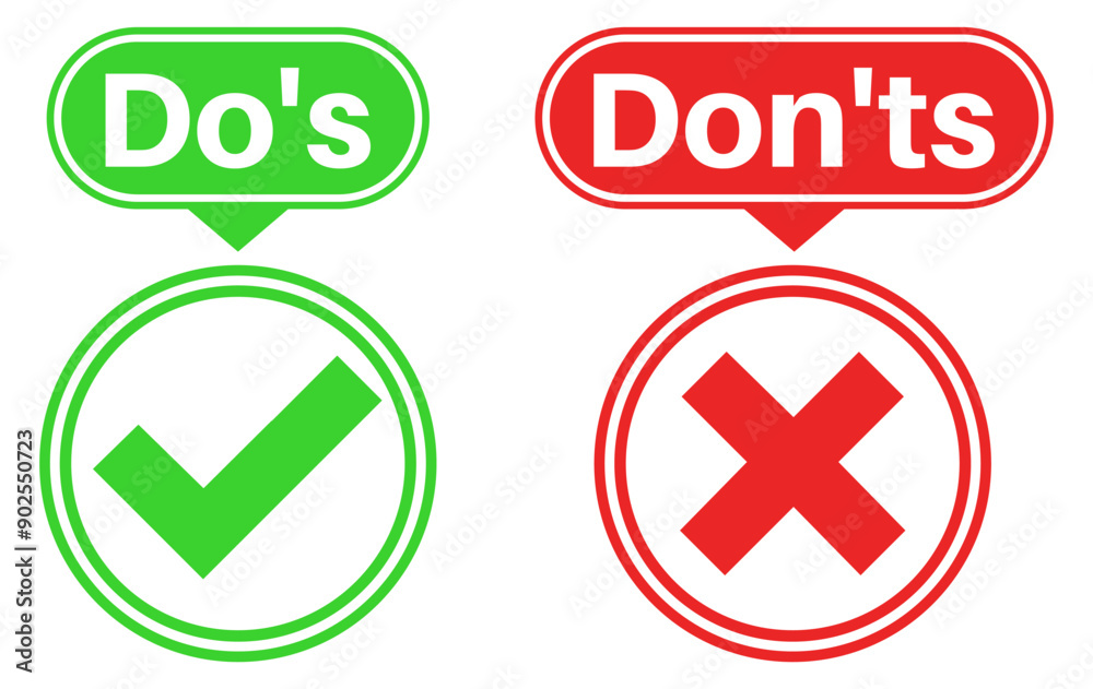 Do's and Don'ts icon set. checkbox choice symbol design vector illustration Do's and Don'ts icon set. checkbox choice symbol design vector illustration
