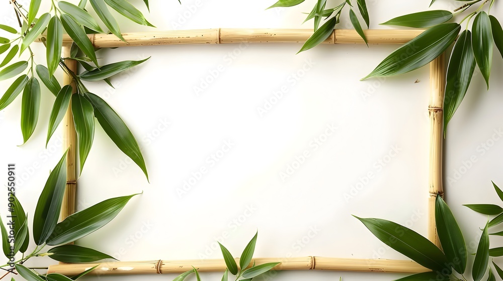 Naklejka premium Bamboo frame with natural texture ideal for eco friendly home of minimalist natural border concept with copy space