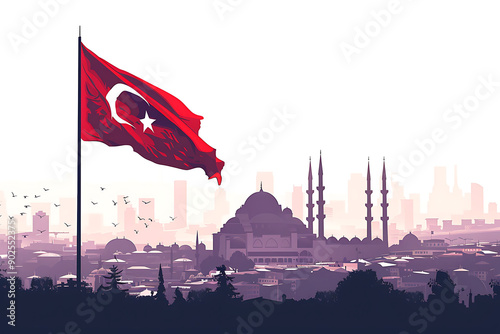 watercolor flag of turkey ,Turkey raised fist with powder explosion, power, protest concept