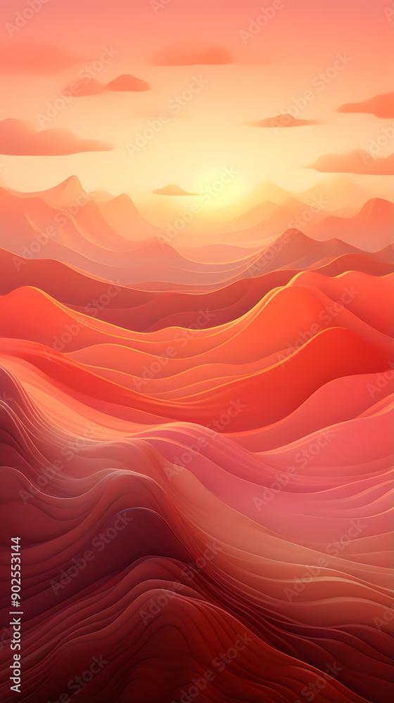 Fototapeta premium Digital technology minimalist gradient landscape abstract graphic poster background with generative