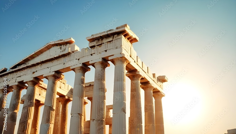 Obraz premium Ancient Greek Temple Ruins with Doric Columns Archeological masterpiece