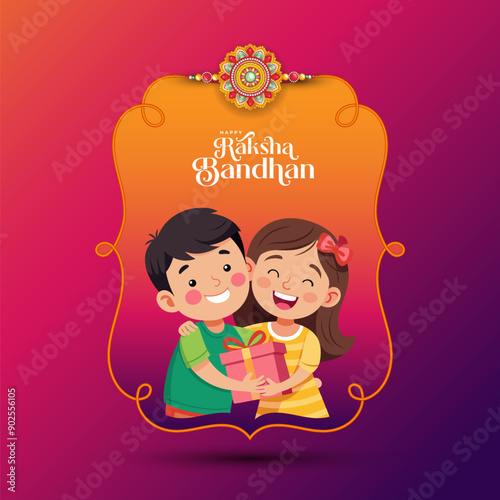 Happy Raksha Bandhan Festival Background Template With Creative Rakhi Illustration