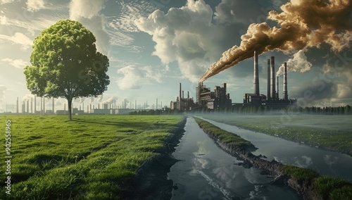 Contrasting Nature and Industry Scene