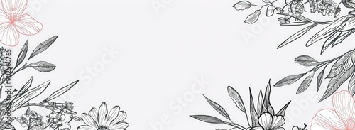 Botanical Sketches on White Background