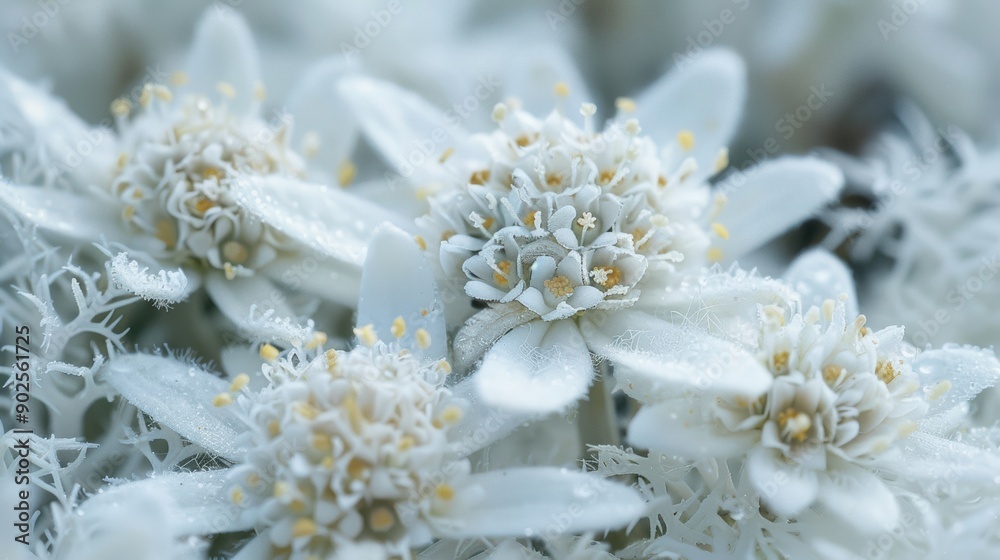 Delicate White Flowers with Dew Drops