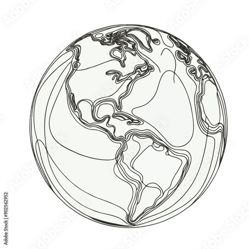 continuous earth line art drawing.