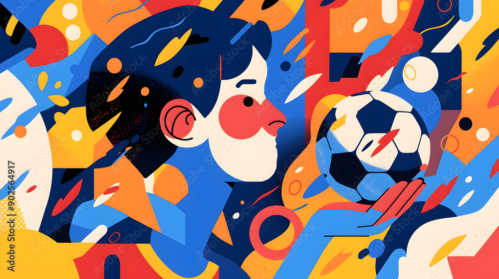 Fototapeta premium Dynamic Soccer Player in Vibrant Colors