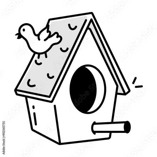 A doodle style icon of birdhouse granting

